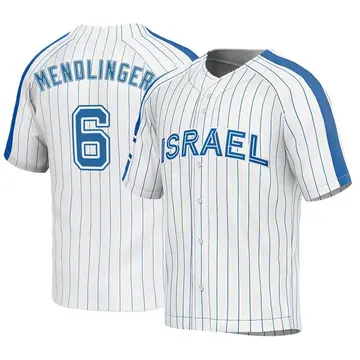 Men's Noah Mendlinger Israel Baseball Replica White 2023 World Baseball Classic Jersey