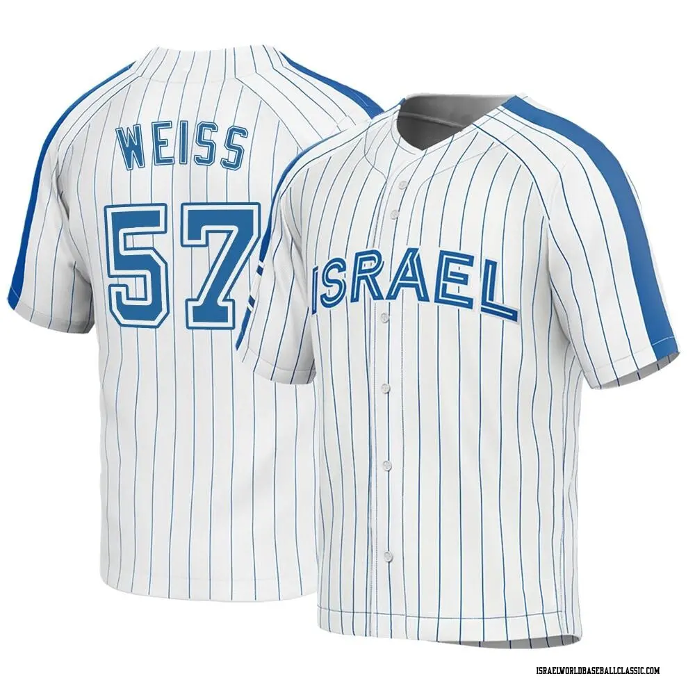Men's Zack Weiss Israel Baseball Replica White 2023 World Baseball Classic Jersey