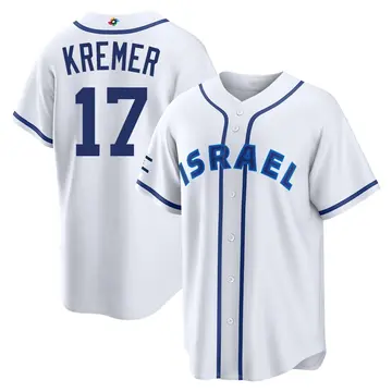 Youth Dean Kremer Israel Baseball Replica White 2026 World Classic Home Stadium Jersey