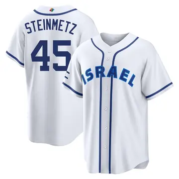 Youth Jacob Steinmetz Israel Baseball Replica White 2026 World Classic Home Stadium Jersey